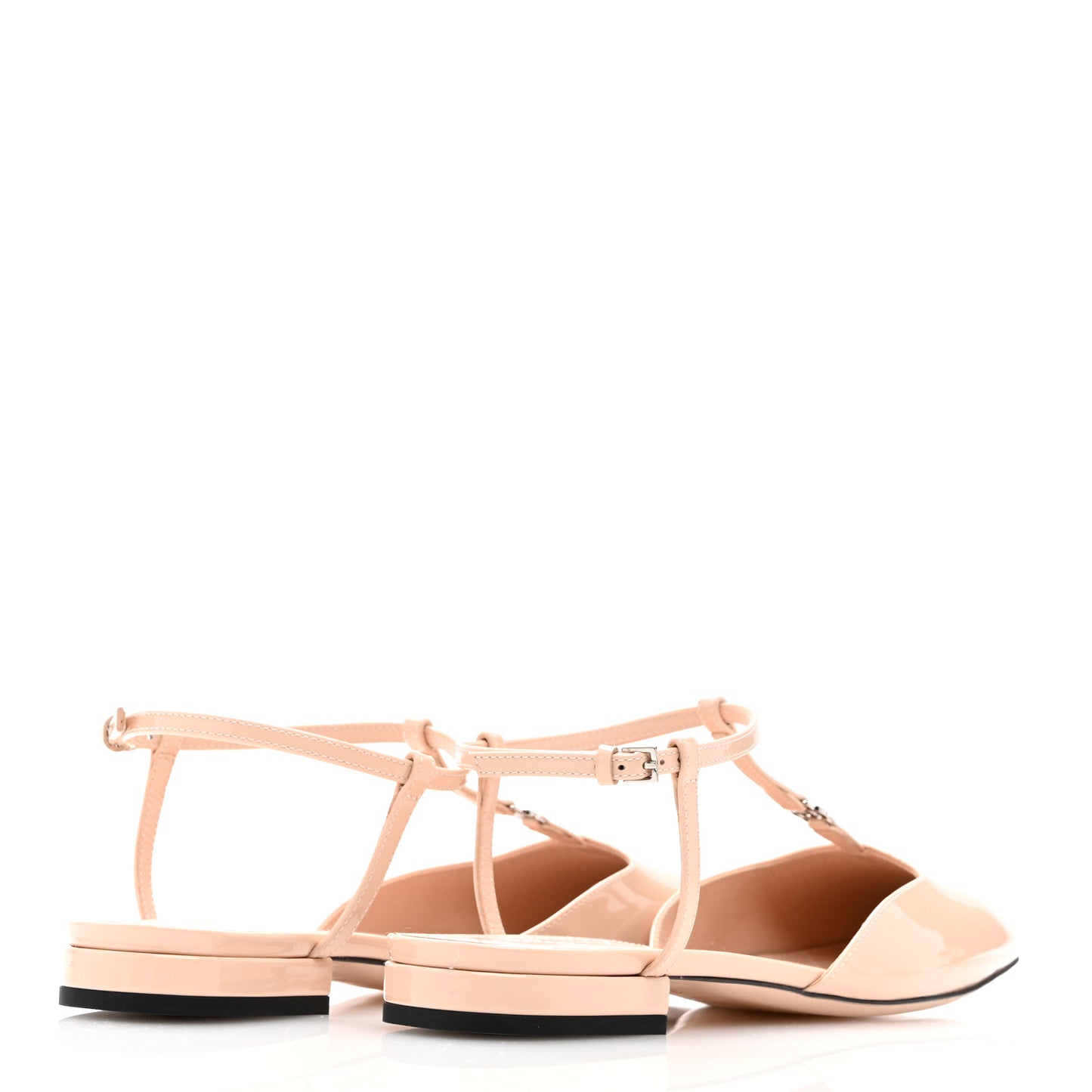 Vernice Crystal Double G Ballet Flat 37.5 Skin Rose