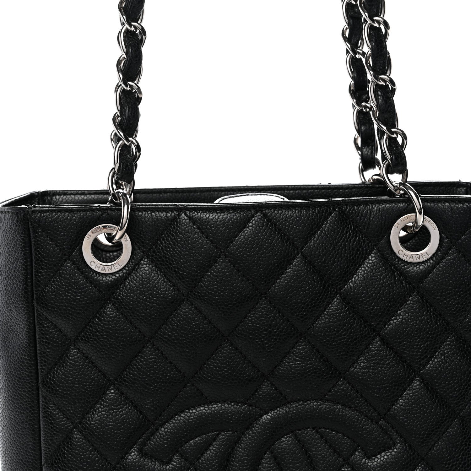Chanel Caviar Quilted Petit Shopping Tote PST Black 8 of 12