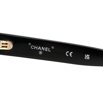 Chanel Acetate Calfskin Chain Rectangle Sunglasses 71626A Black 4 of 6