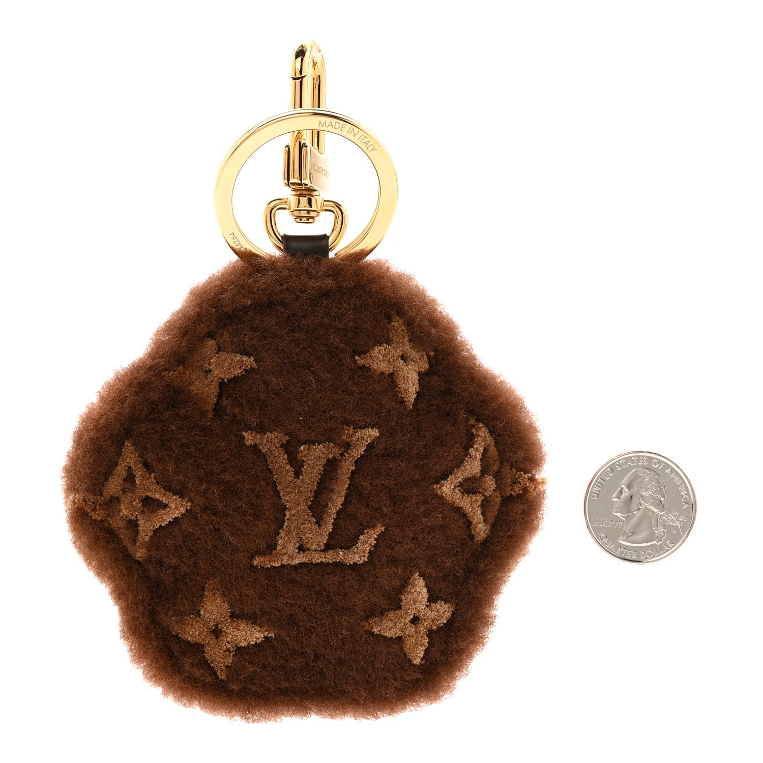 Louis Vuitton Shearling LV Paw Key Holder Bag Charm Brown 2 of 6