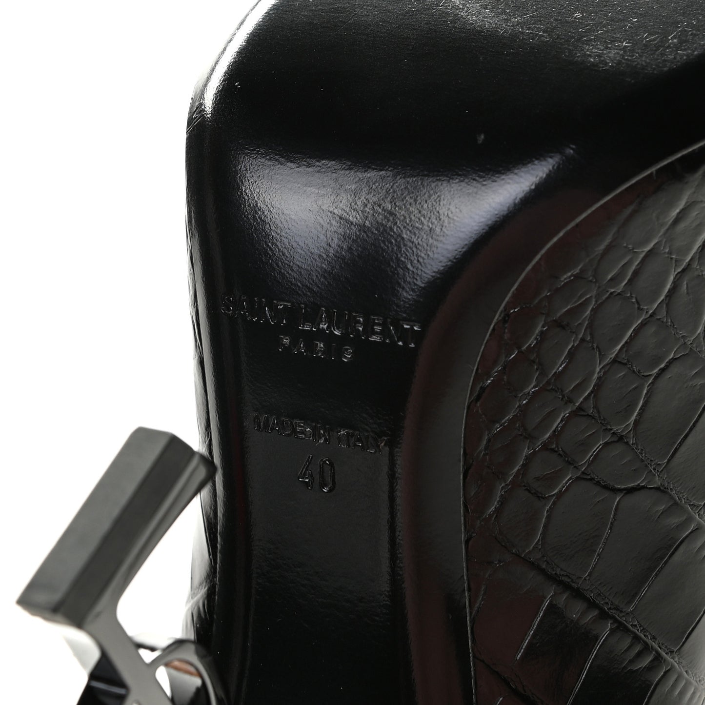 Calfskin Crocodile Embossed Opyum 110 Pumps 40 Black