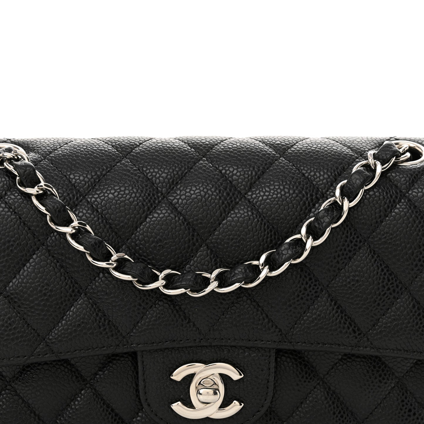 Caviar Quilted Small Double Flap Black