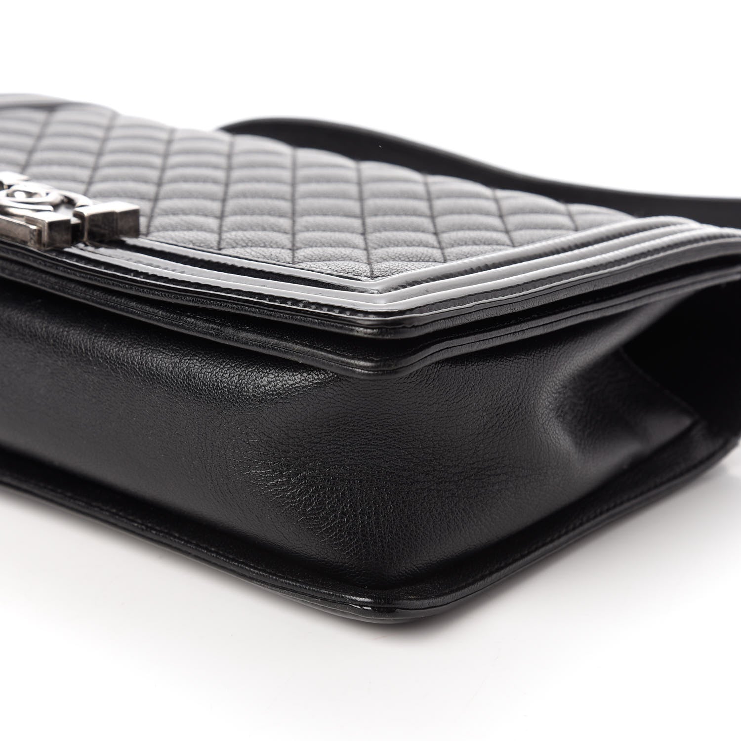 Chanel Goatskin Quilted Patent New Medium Duo Boy Flap Black 7 of 10