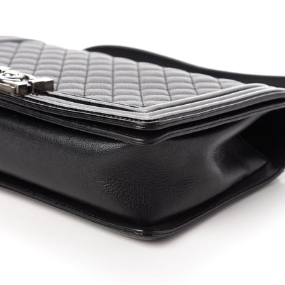Chanel Goatskin Quilted Patent New Medium Duo Boy Flap Black 7 of 10