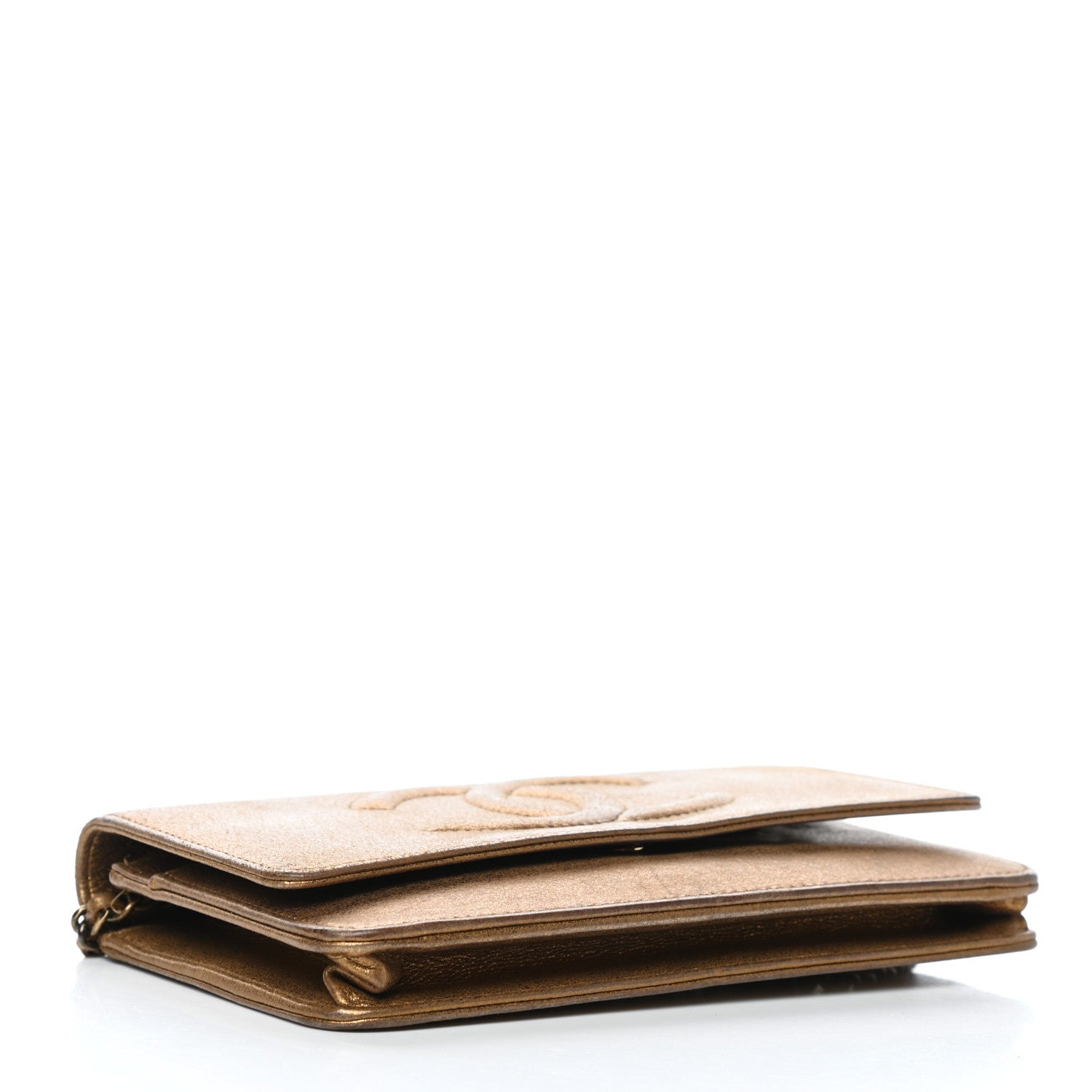 Chanel Metallic Lambskin Timeless Wallet on Chain WOC Gold 4 of 12