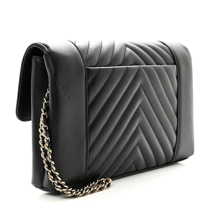 Chanel Calfskin Quilted Daily Chevron Clutch Black 3 of 8