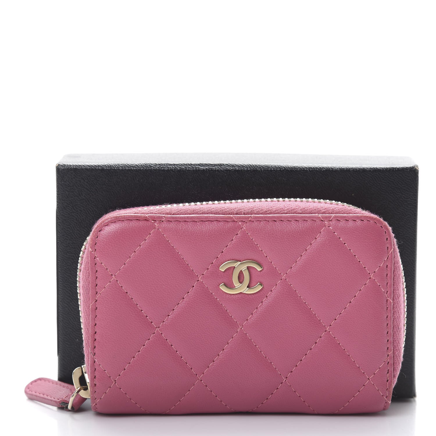 Chanel Lambskin Quilted Zip Around Coin Purse Wallet Pink 12 of 12