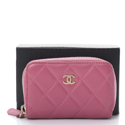 Chanel Lambskin Quilted Zip Around Coin Purse Wallet Pink 12 of 12
