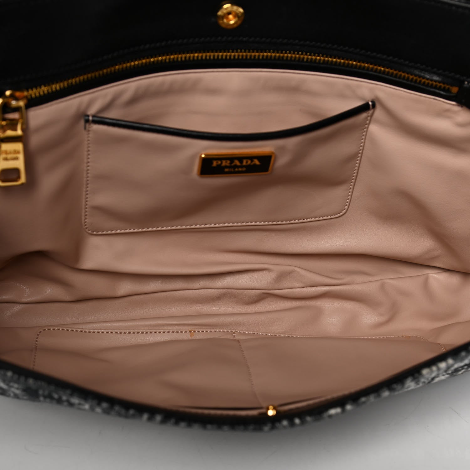 Prada Tweed Clutch Black White 5 of 12