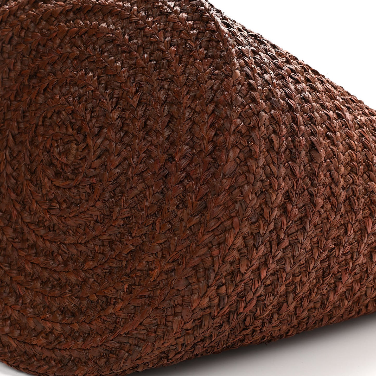 Raffia Calfskin Medium Panier Tote Dark Chocolate