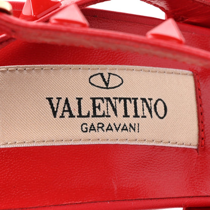 Valentino Garavani Calfskin Lacquered Monochrome Rockstud Ankle Strap 100mm Pumps 38 Rouge Pur 7 of 10