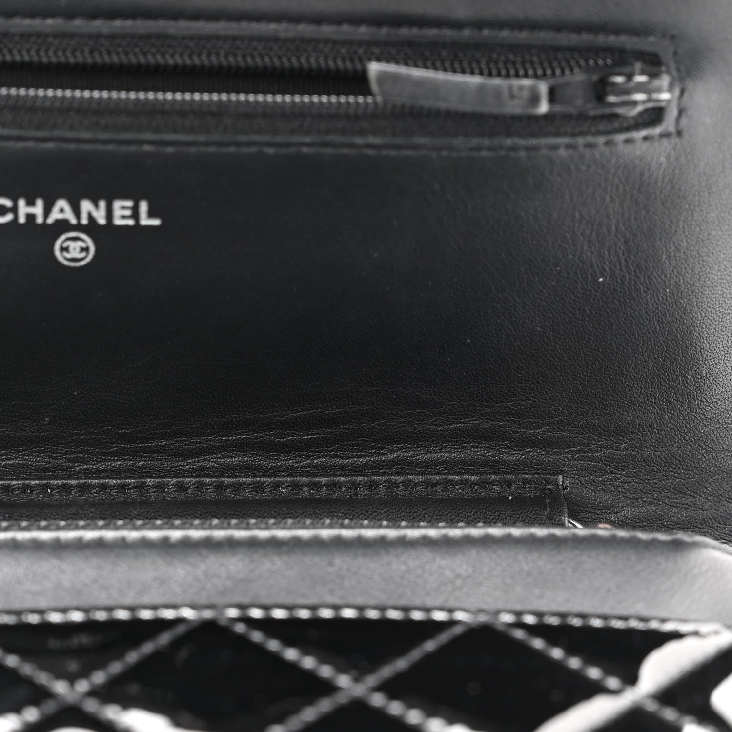 Chanel Patent Quilted Wallet On Chain WOC Black 7 of 13