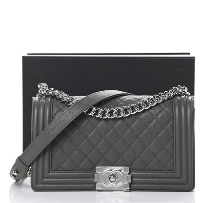 Chanel Caviar Quilted Medium Boy Flap Grey 12 of 12
