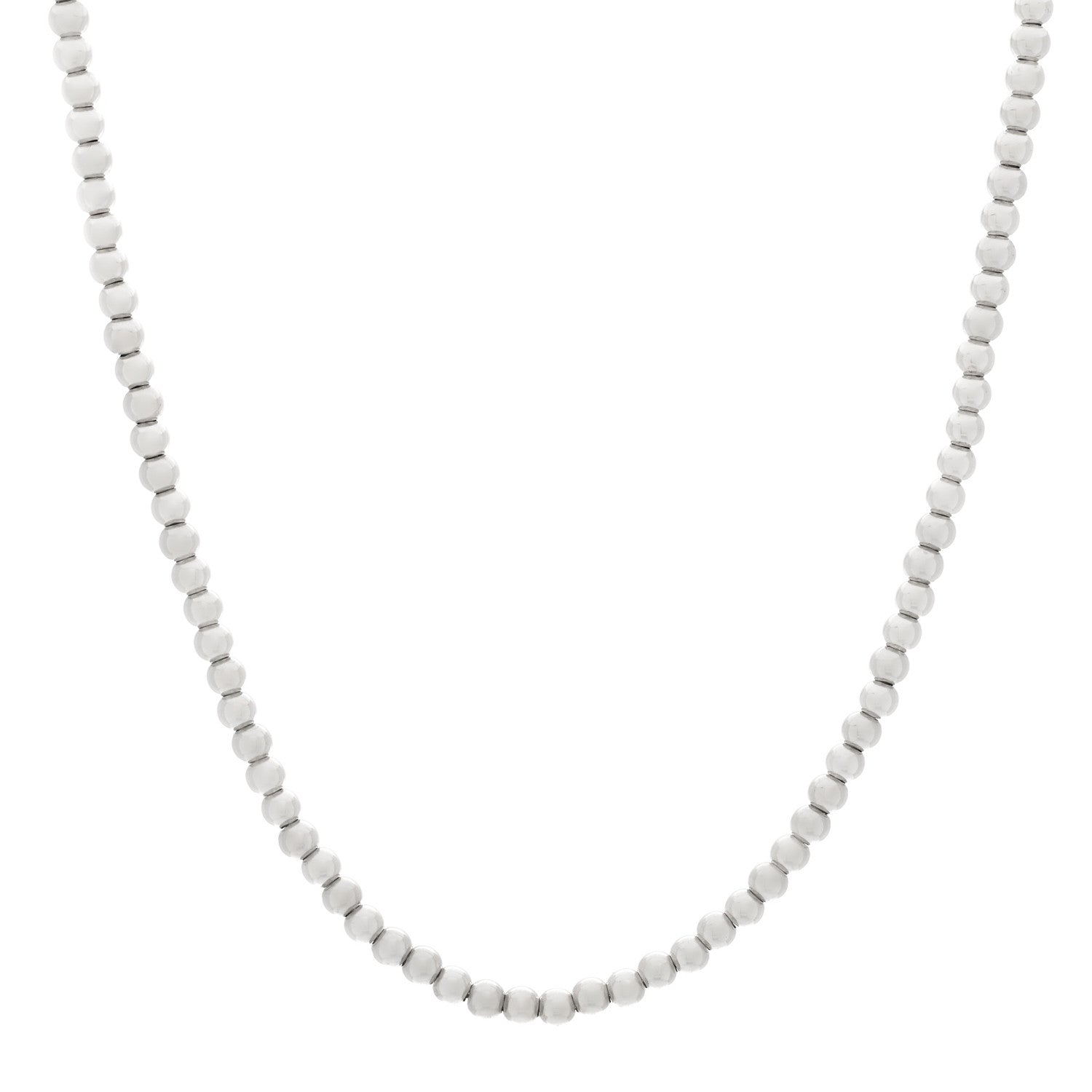 Tiffany Sterling Silver 4mm Beads Toggle Necklace 1 of 4