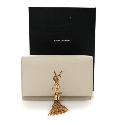 Saint Laurent Grain De Poudre Classic Monogram Kate Tassel Chain Wallet Crema Soft 10 of 10