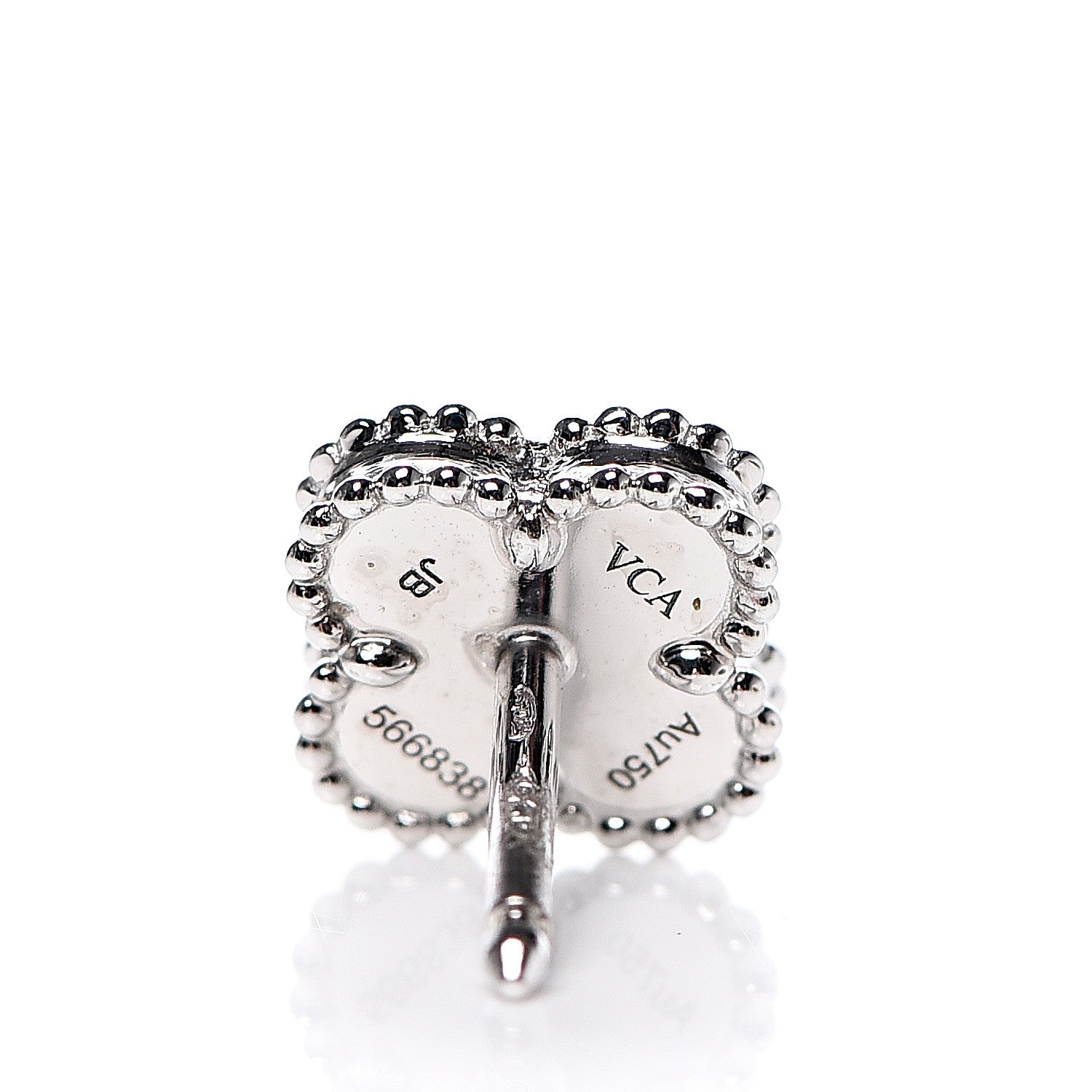 Van Cleef & Arpels 18K White Gold Mother of Pearl Sweet Alhambra Earrings 5 of 6