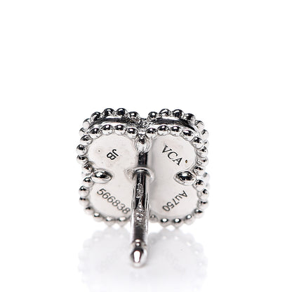 Van Cleef & Arpels 18K White Gold Mother of Pearl Sweet Alhambra Earrings 5 of 6
