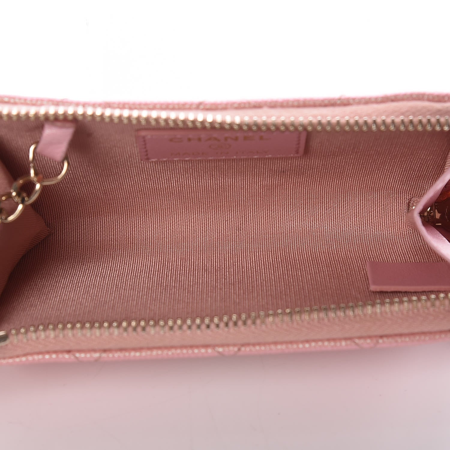 Chanel Iridescent Caviar Quilted Zipped Key Holder Case Rose Pink 5 of 14