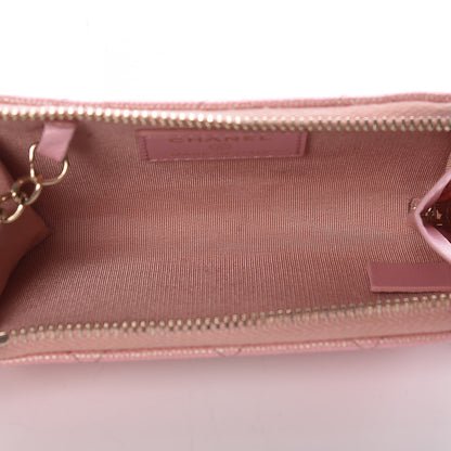 Chanel Iridescent Caviar Quilted Zipped Key Holder Case Rose Pink 5 of 14