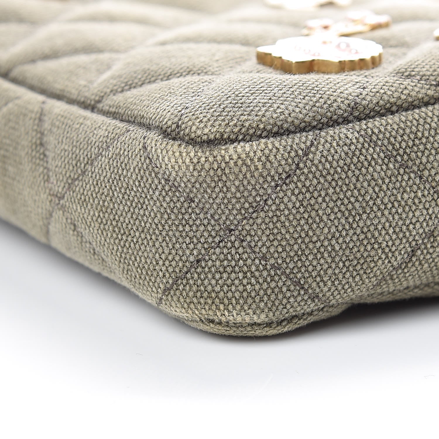 Chanel Canvas Quilted Coco Cuba Small Clutch With Chain Khaki 11 of 12