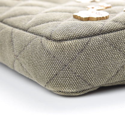 Chanel Canvas Quilted Coco Cuba Small Clutch With Chain Khaki 11 of 12