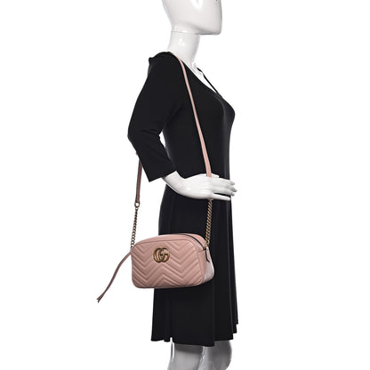 Gucci Calfskin Matelasse Small GG Marmont Chain Shoulder Bag Perfect Pink 2 of 10