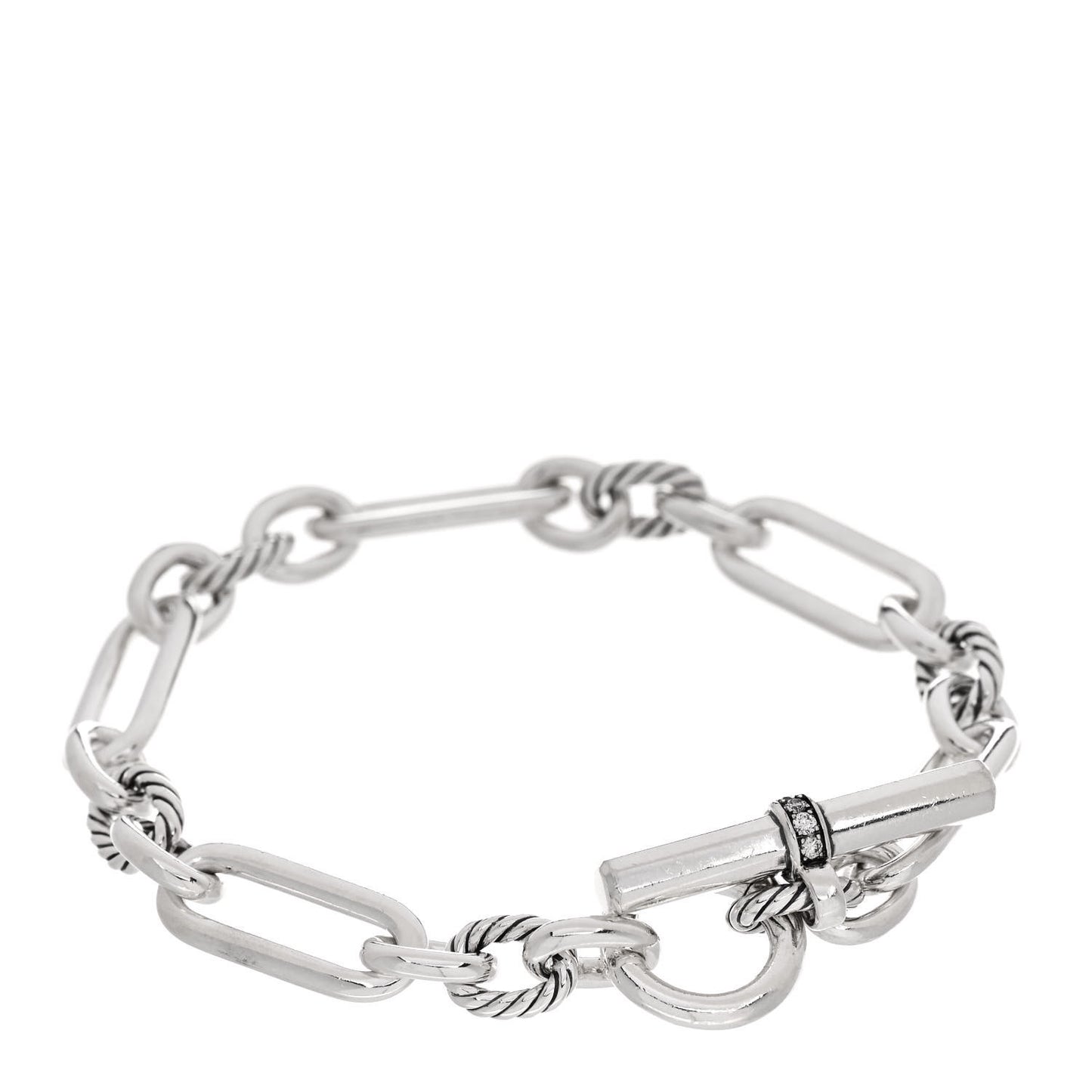Sterling Silver Diamond 9.8mm Lexington Chain Bracelet