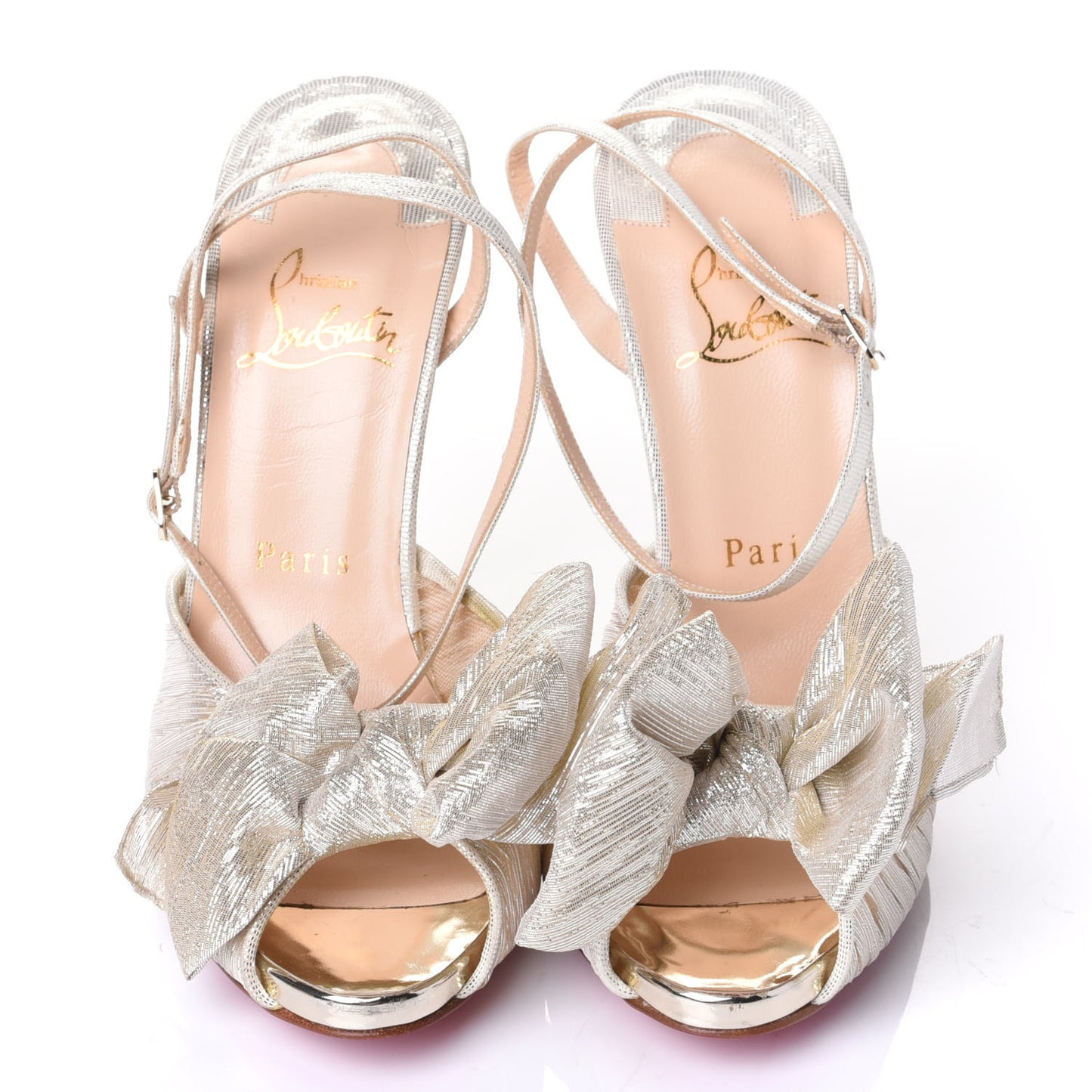 Chiffon Lame Bow Artydiva 120 Platform Sandals 39 Platine