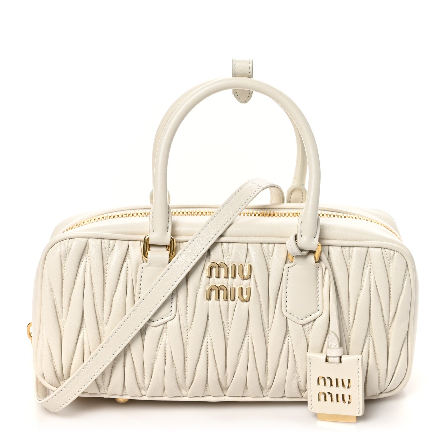 Miu Miu Nappa Matelasse Large Arcadie Top Handle Bag White 1 of 9