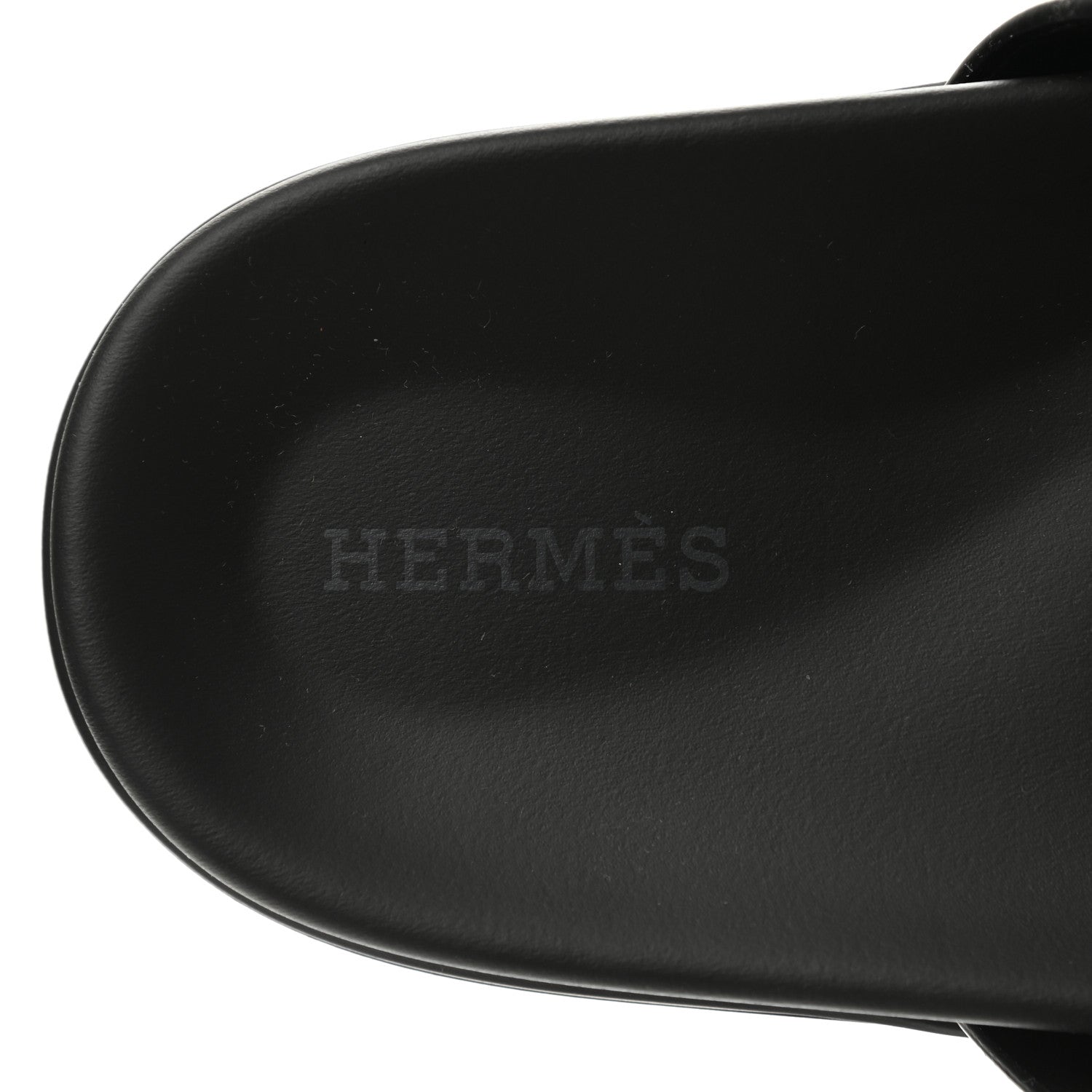 Hermes Calfskin Womens Chypre Sandals 38 Black 7 of 9