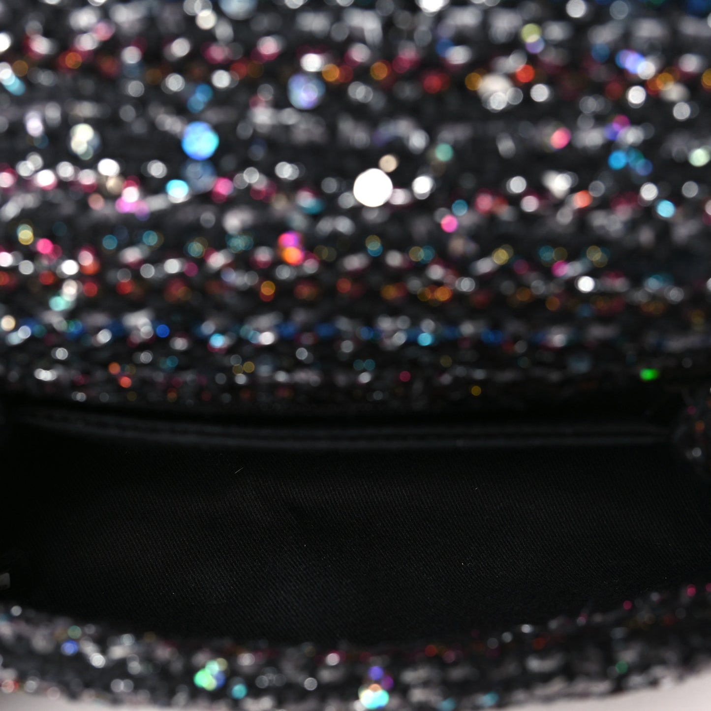 Tweed Sequin Mini Coco Handle Flap Black