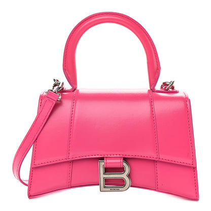 Balenciaga Shiny Box Calfskin Hourglass Top Handle Bag XS Acid Fuchsia 1 of 10