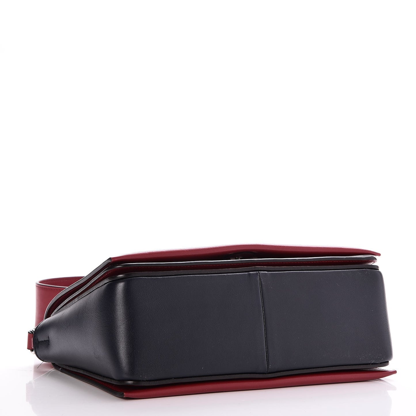Shiny Smooth Calfskin Medium Frame Shoulder Bag Red Navy