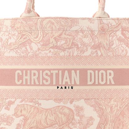 Christian Dior Canvas Toile De Jouy Embroidered Medium Book Tote Pink 8 of 11