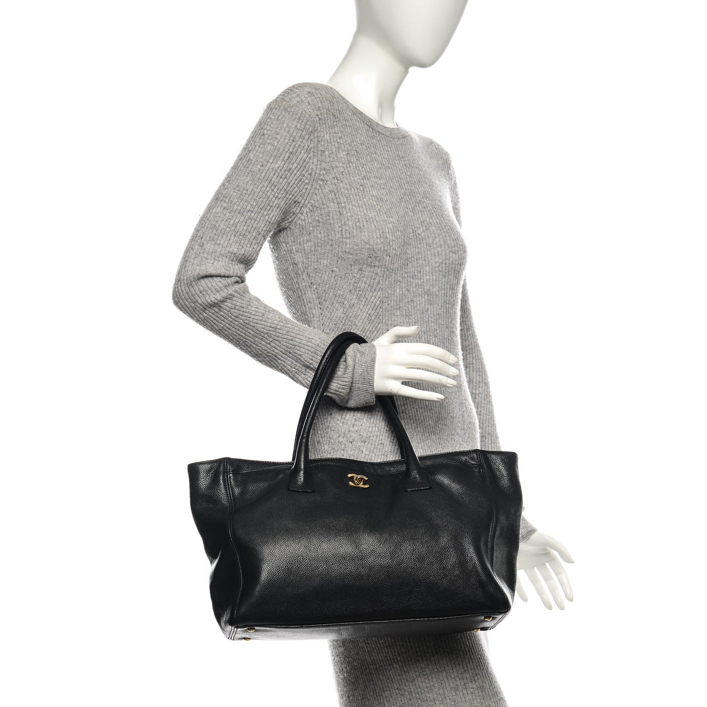 Calfskin Cerf Executive Shopper Tote Black