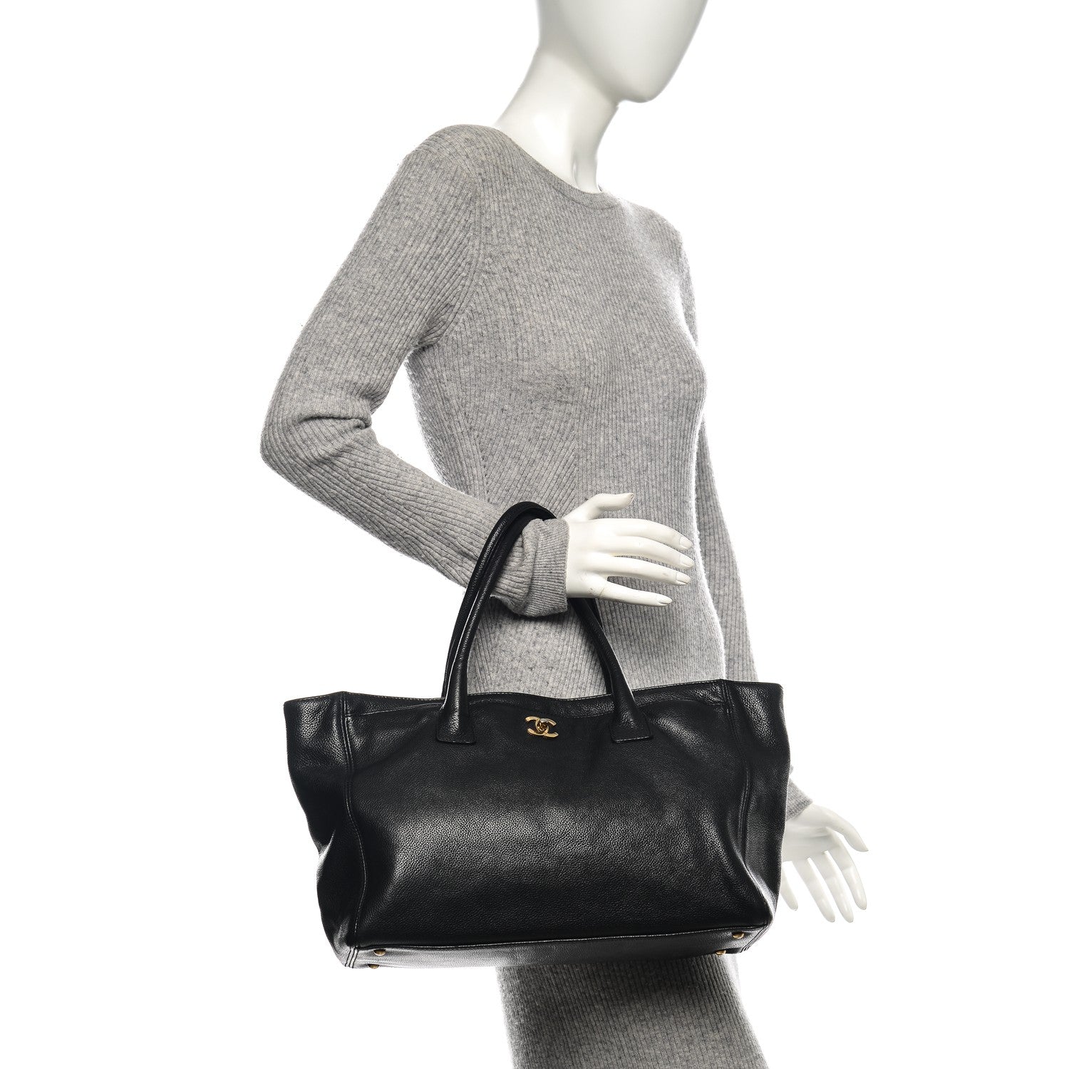 Chanel Calfskin Cerf Executive Shopper Tote Black 2 of 9