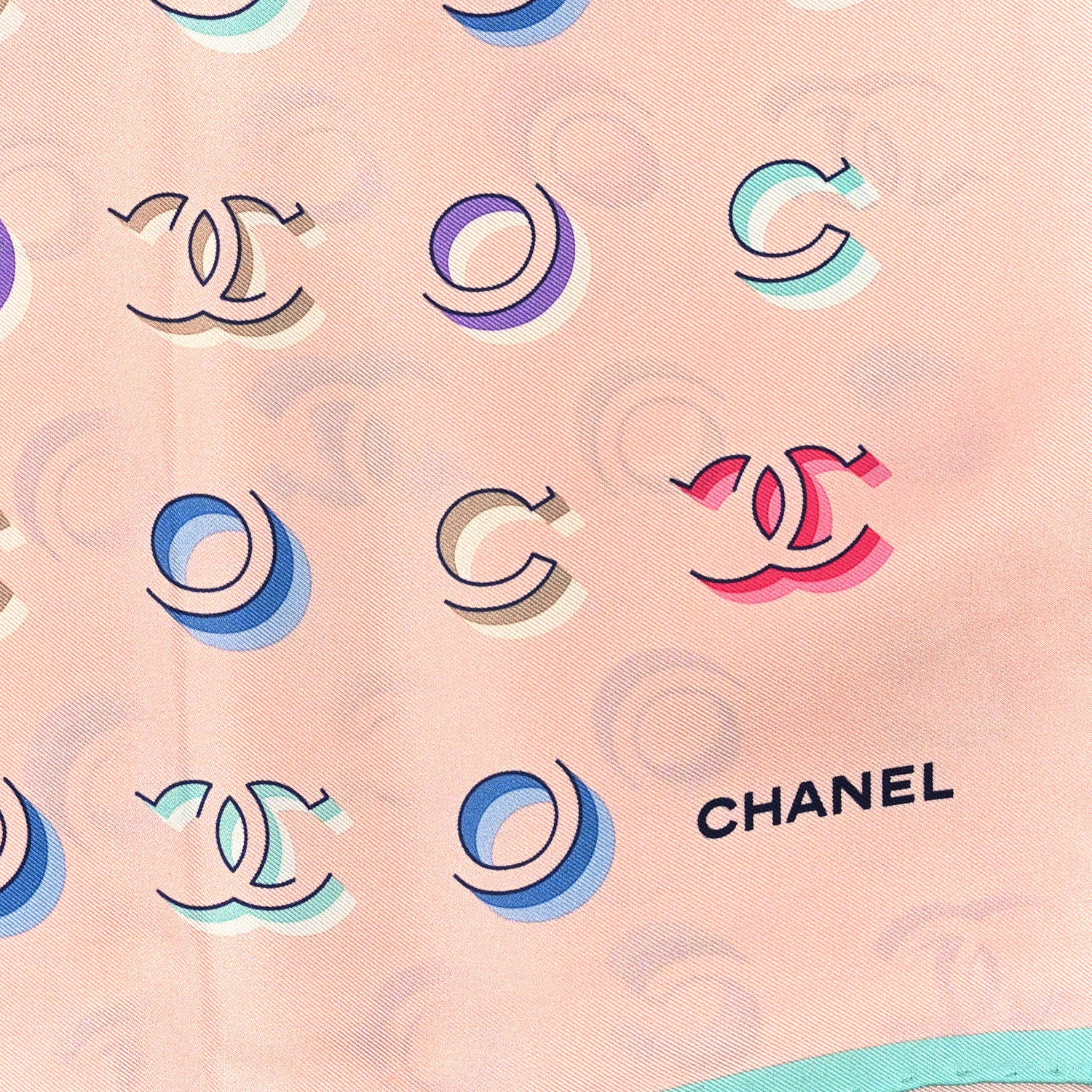 Chanel Silk CC Square Scarf Pink Multicolor 2 of 3