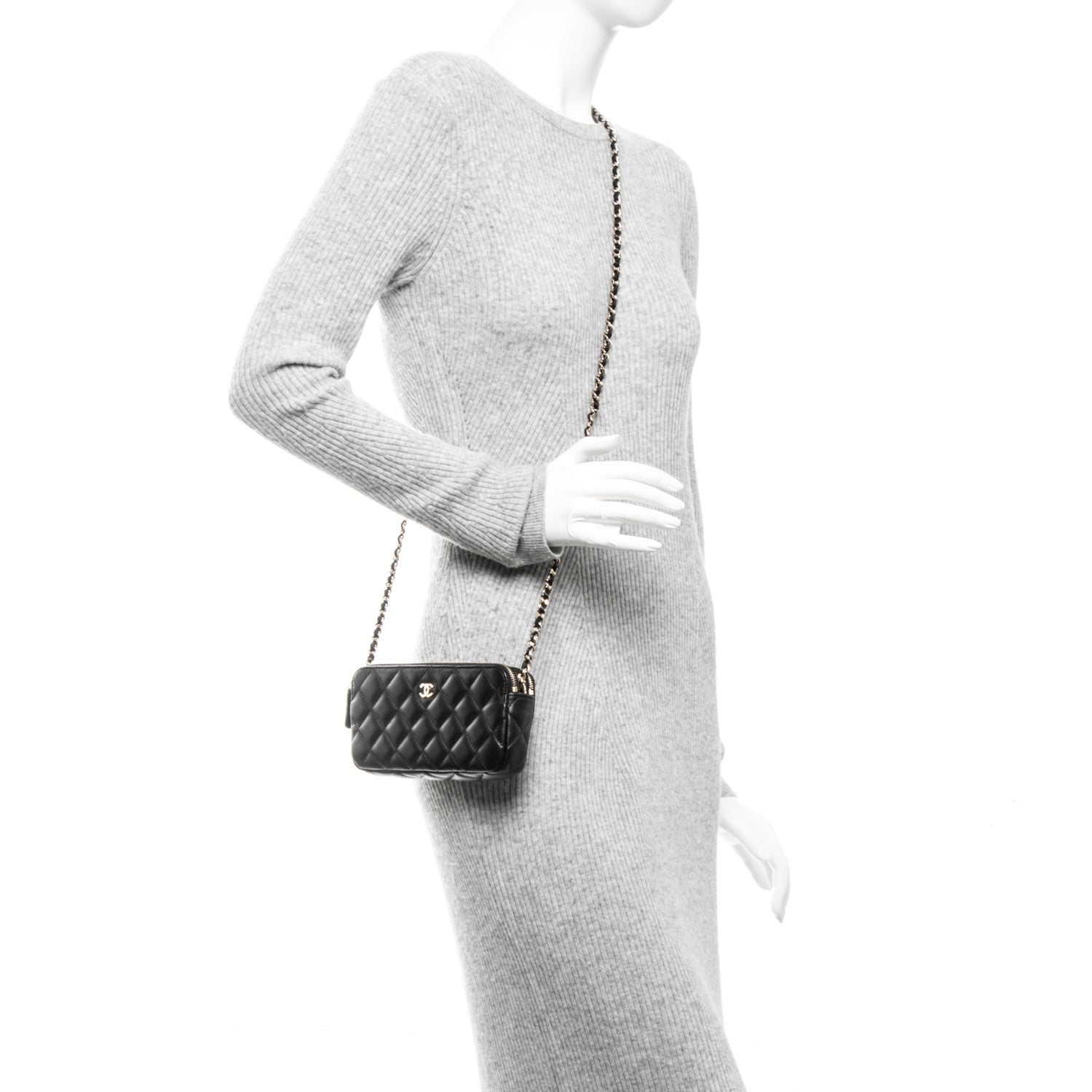 Chanel Lambskin Quilted Small Clutch With Chain Black 2 of 8