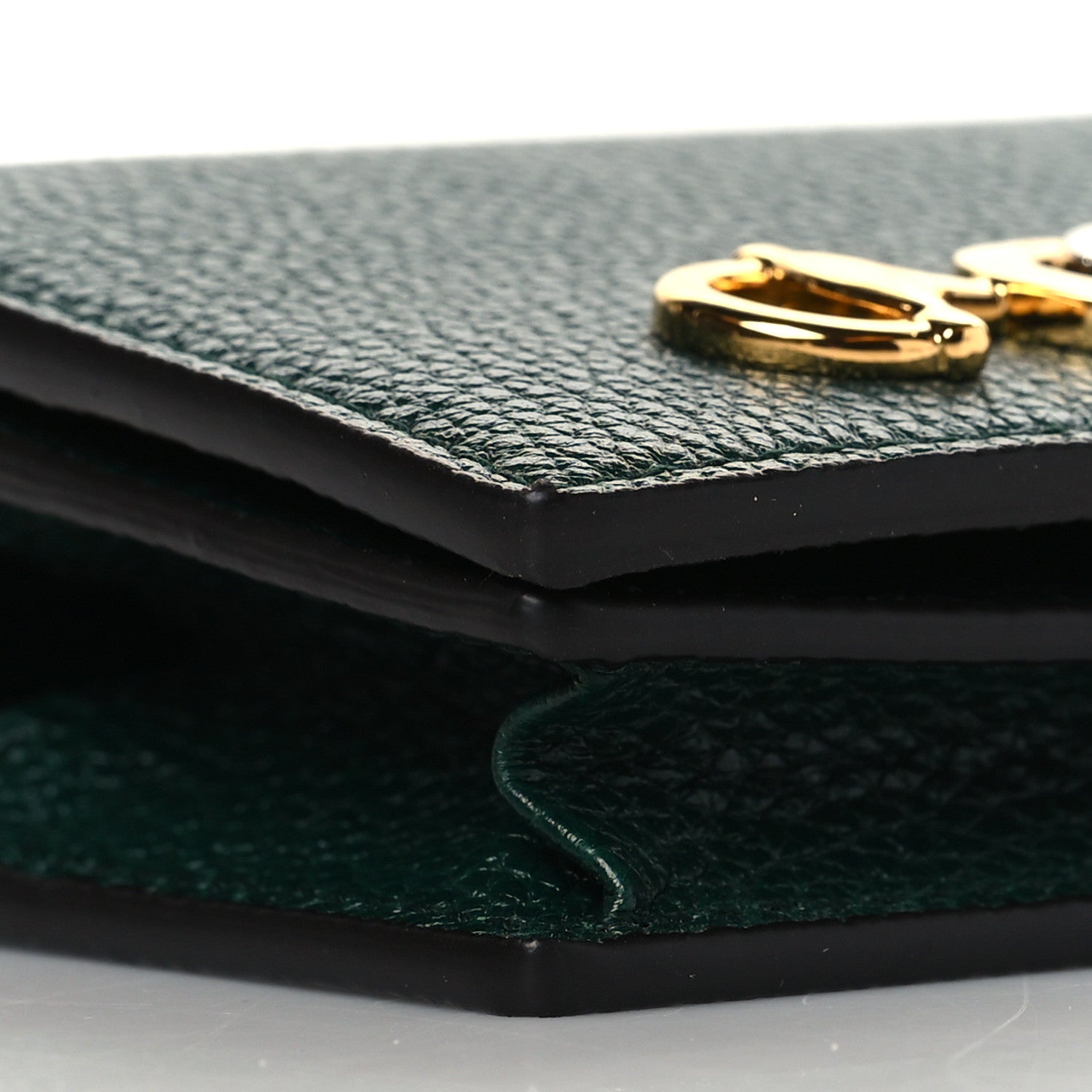 Gucci Grainy Calfskin Zumi Chain Card Case Wallet Vintage Green 8 of 10