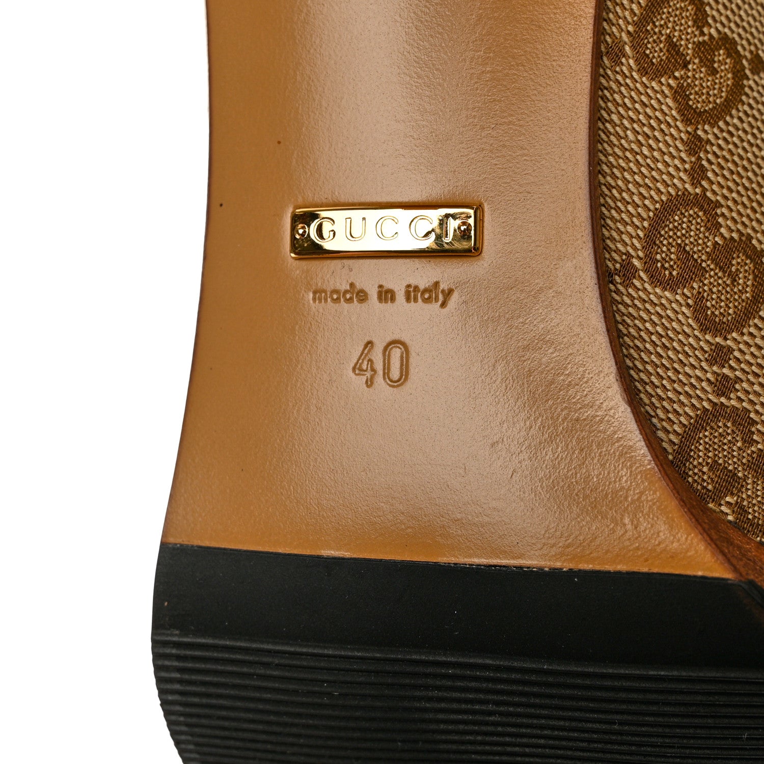 Gucci Monogram Over the Knee Boots 40 Beige Ebony 6 of 6