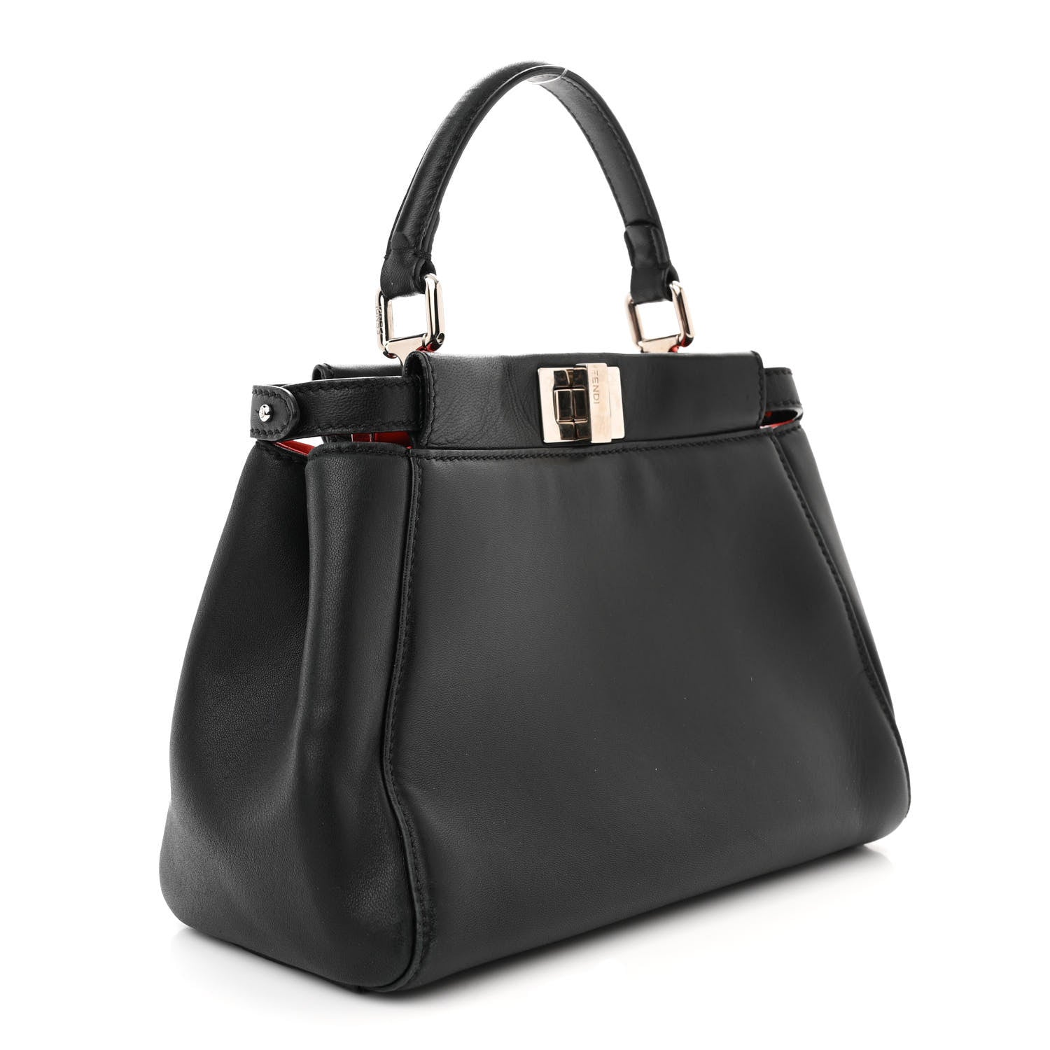 Fendi Nappa Karung Monster Eyes Mini Peekaboo Iconic Satchel Black Papavero 3 of 13