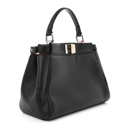 Fendi Nappa Karung Monster Eyes Mini Peekaboo Iconic Satchel Black Papavero 3 of 13