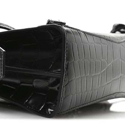 Balenciaga Semi Shiny Calfskin Crocodile Embossed Neo Classic Black Hardware Mini City Black 9 of 12