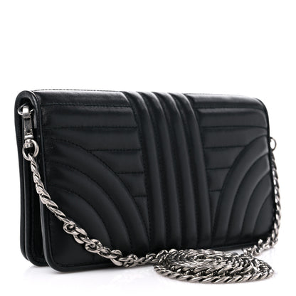Prada Soft Calfskin Impunture Diagramme Chain Wallet Black 3 of 10