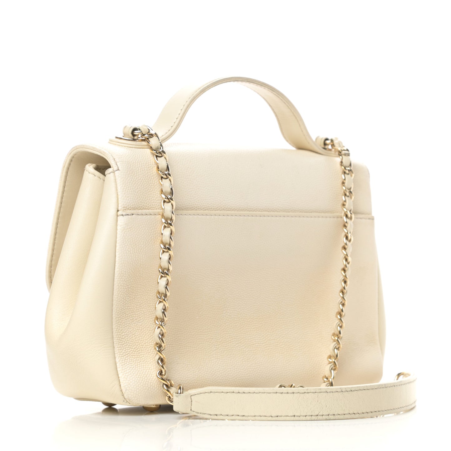 Caviar Quilted Small Business Affinity Flap White