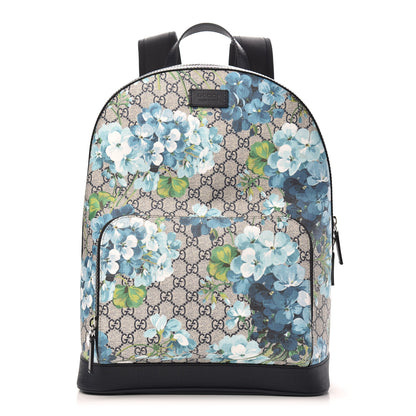 Gucci GG Supreme Monogram Blooms Medium Day Backpack Beige Blue Navy 1 of 10