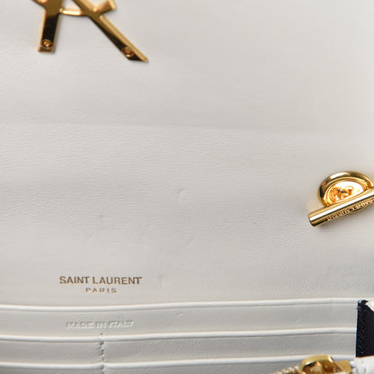 Saint Laurent Patent Calfskin Matelasse Monogram Vicky Chain Wallet Off White 7 of 13