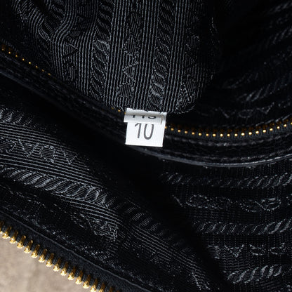 Prada Crackled Calfskin Studded Tote Talco Black 8 of 12