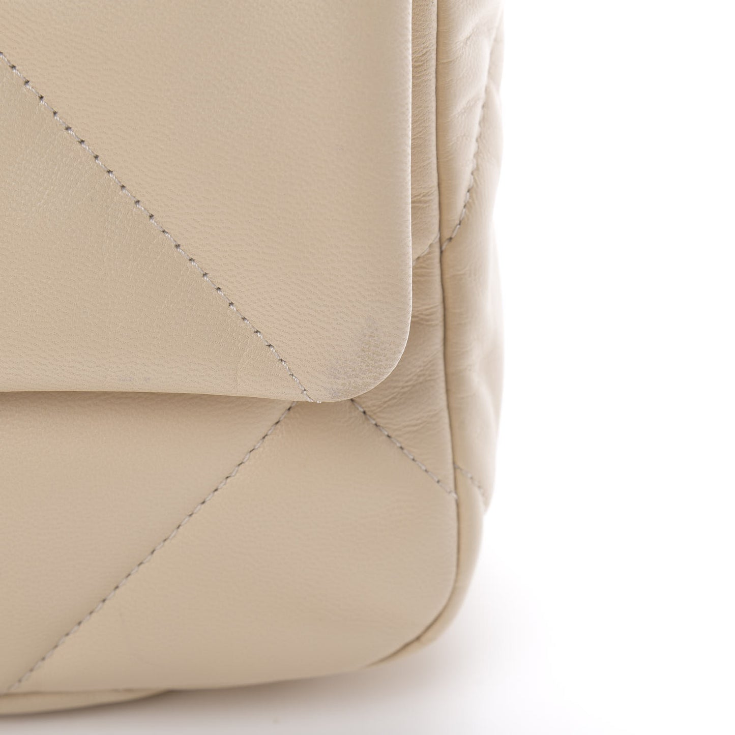 Goatskin Quilted Medium 19 Flap Beige