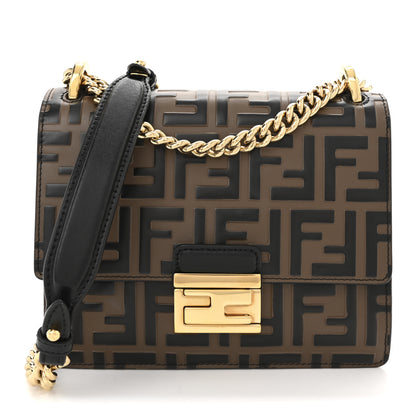 Fendi Vitello Liberty Bi-Color FF 1974 Embossed Small Kan U Shoulder Bag Maya Black 1 of 11
